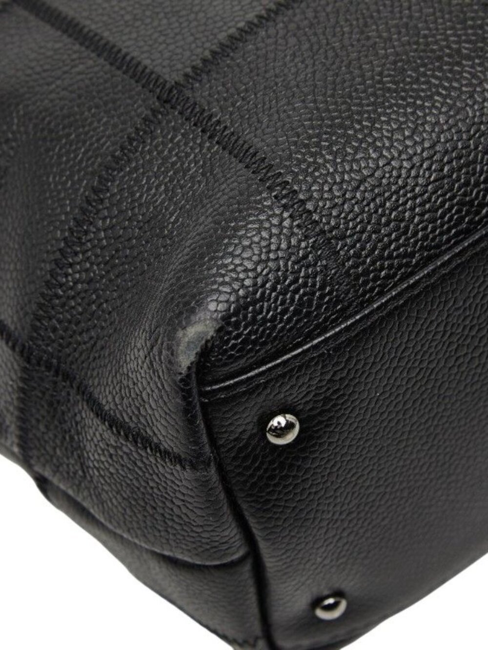 Chanel Choco Bar Logo Tote Black Caviar Leather - Picture 5 of 10